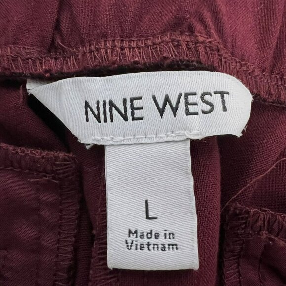 Nine West Women’s Cropped Pants Pull On Maroon Size Large Pockets - Picture 8 of 10